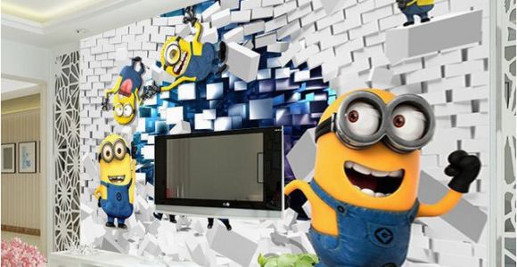 Despicable Me Wall Mural 3d Minions Wallpaper Cartoon Despicable Me Wall Mural