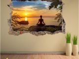 Digital Printing Wall Murals Yoga Meditation Sunset Silhouette Wall Decal Sticker Mural Poster Print Art Home Fice Decor Dh24