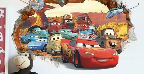 Disney Cars 2 Wall Mural Pixar Cars 2 3 Sticker Lightning Mcqueen Mater Pvc