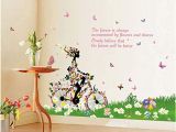 Disney Tinkerbell Wall Mural Bicycle Girl Fashion Personality Cute Diy Vinyl Wall Stickers Decorative Wall Decals Girl S Room Nursery Bedroom Decor Mural Home Decoration Style 7