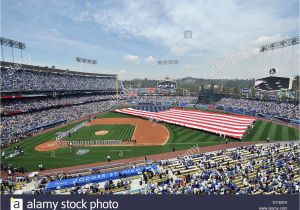 Dodger Stadium Wall Mural Los Angeles Ca Usa 4th Apr 2014 Opening Ceremonies before the