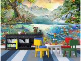 Dolphin Paradise Wall Mural Wdbh 3d Wallpaper Custom Photo Colorful Ocean Dolphin Land Tiger forest Paradise Children Room Decor 3d Wall Murals Wallpaper for Walls 3 D