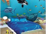 Dolphin Wall Mural Decals Ocean Mural Underwater Sea Wall Mural for Kids Room Walls