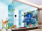 Dolphin Wall Murals for Bedrooms 3d Room Wallpaper Custom Mural Space Underwater World Dolphin