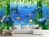 Dolphin Wall Murals for Bedrooms 3d Wallpaper Tv Background 3d Ocean Wallpaper Mural Window Rose Home