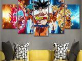 Dragon Ball Z Wall Mural 5 Panel Anime Dragon Z Ball Goku Modern Décor Canvas Wall Art Hd Print