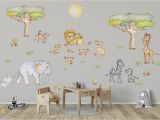 Elephant Wall Mural Nursery African Animal Wall Decal Elephant Wall Decor Safari Wall