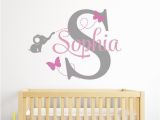 Elephant Wall Mural Nursery Custom Made Personalized Name Wall Sticker Elephant and butterflies Wall Decals Baby Nursery Room Wall Art Home Decor Y Wall Murals and Decals