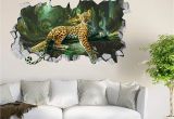 Fabric Mural Wall Art 3d forest Leopard Roar 44 Wall Murals Wall Stickers Decal