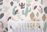 Fabric Murals for Walls Cactus Pastel Wall Mural Self Adhesive Fabric Wallpaper