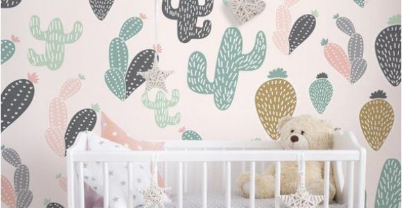 Fabric Murals for Walls Cactus Pastel Wall Mural Self Adhesive Fabric Wallpaper