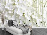 Fabric Murals for Walls Custom Mural Wallpaper 3d White Pearl Jewelry Flowers Wall Cloth