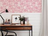 Fabric Murals for Walls Pink Roses Wallpaper Sketch Doodle Style Vintage Wall Mural