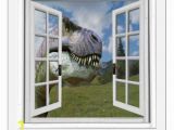 Fake Window Wall Mural T Rex Dinosaur View Mural Fake Window Wall Decal