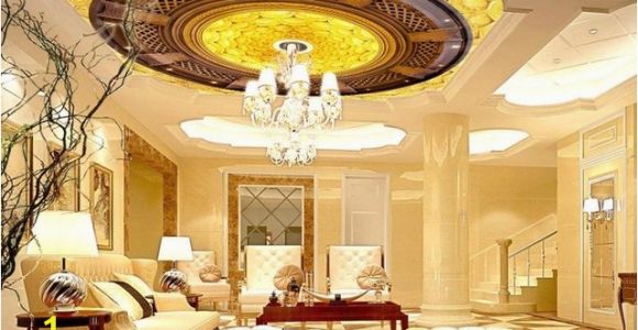 Famous Ceiling Murals High End 3d Golden Flowers Zenith Ceiling Home Decoration Cloud