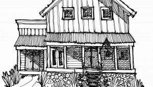 Farm House Coloring Pages My House & Studio In the Country Black Line Drawing Mwoodpen