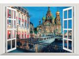 Faux Window Wall Murals 3d View City Scenery Window Wall Stickers for Home Living