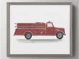 Fire Truck Wall Murals Watercolor Vintage Vehicle Art Fire Engine