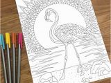Flamingo Coloring Pages Pdf Flamingo On the Beach Pdf Zentangle Coloring Page therapy Coloring Digital Download Printable Adult Coloring Page