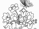 Flower Garden Coloring Pages Printable Flower Garden with butterfly Coloring Page Stock
