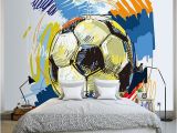 Football Murals for Bedrooms Modern Fashion Hand Painted Graffiti Football Wallpaper Custom Mural