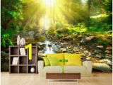 Forest Stream Wall Mural [selbstklebend] 3d forest Stream Under the Sun Fototapete Wall Print Decal Murals