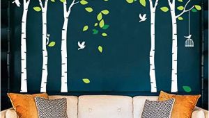 Forest Wall Decal Mural Fymural 5 Trees Wall Decals forest Mural Paper for Bedroom Kid Baby Nursery Vinyl Removable Diy Decals 103 9×70 9 White Green