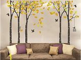 Forest Wall Mural Nursery Fymural 5 Trees Wall Decal forest Mural Paper for Bedroom Kid Baby Nursery Vinyl Removable Diy Sticker 103 9×70 9 orange Brown