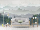 Forest Wall Mural Painting Oil Painting Abstract Mountains with forest Landscape