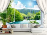 Full Wall Mural Wallpaper Custom Wall Mural Wallpaper 3d Stereoscopic Window Landscape