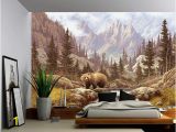 Full Wall Photo Murals Grizzly Bear Mountain Stream Wall Mural Self