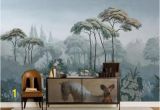 Garden Scene Wall Murals Oil Painting Scenic Pine Trees Wallpaper Wall Mural Custom