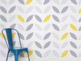 Geometric Wall Murals Uk Yellow and Grey Abstract Flower Pattern Design Square Wall
