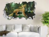 Giant Coloring Wall Murals 3d forest Leopard Roar 44 Wall Murals Wall Stickers Decal