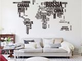 Giant Wall Map Mural Big Letters World Map Wall Sticker Decals Removable World Map Wall Sticker Murals Map Of World Wall Decals Vinyl Art Home Decor