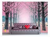 Giant Wall Mural Photo Wallpaper Wall Mural Lane Of Pink Fallen Leaves with Trees by Each Side Vinyl Wallpaper Removable Wall Decor