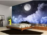Giant Wall Mural Posters Details About Night Sky Moon Clouds Dark Stars Wall Mural