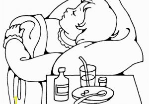 Girl Sleeping In Bed Coloring Page Sick Child