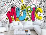 Graffiti Wall Mural Decals Custom 3d Abstract Rock Musical Graffiti Mural Cafe Restaurant