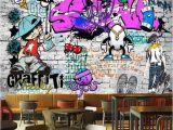 Graffiti Wall Murals Wallpaper Us $30 72 Custom Fashion Mural Trend Street Art Graffiti Decorative Wallpaper Hip Hop Brick Wall Tea Restaurant Background Wallpaper In