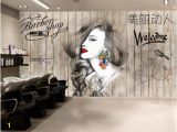 Hair Salon Wall Murals Beibehang Wallpaper nordic Hair Salon Hairdresser Beauty Salon