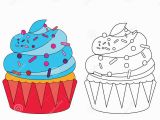 Halloween Cupcake Coloring Pages Coloring Page with Cupcake Stock Vector Illustration Of