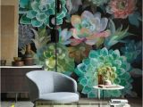 Hand Painted Floral Wall Murals Watercolor Hand Painted Tropical Plants Succulent