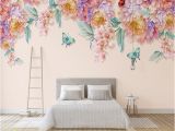 Hand Painted Flower Wall Mural Custom 3d Mural Wallpaper Modern Hand Painted Fresh Rose butterfly Living Room Tv Home Background Wall Paper 3d Papel De Parede Free High Res