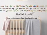 Hand Painted Nursery Wall Murals Watercolor Patterned Fish Stickers Under the Sea Ocean