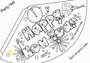 Happy New Year Coloring Pages to Print Print Out Happy New Year Party Hat Coloring for Kids Printable
