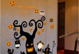 Haunted House Wall Mural Retail Kids Big Halloween Wall Stickers Tree Haunted House Pumpkin Light Wall Sticker Window Sticker Decorative Pvc Wallpapers Home Decor Wall Decal