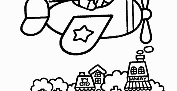 Hello Kitty Coloring Pages Airplane Hello Kitty On Airplain – Coloring Pages for Kids with