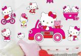 Hello Kitty Giant Wall Mural Pink Hello Kitty Wall Stickers Girls Room Decal Decor Paper Vinyl Reusable