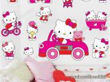Hello Kitty Giant Wall Mural Pink Hello Kitty Wall Stickers Girls Room Decal Decor Paper Vinyl Reusable